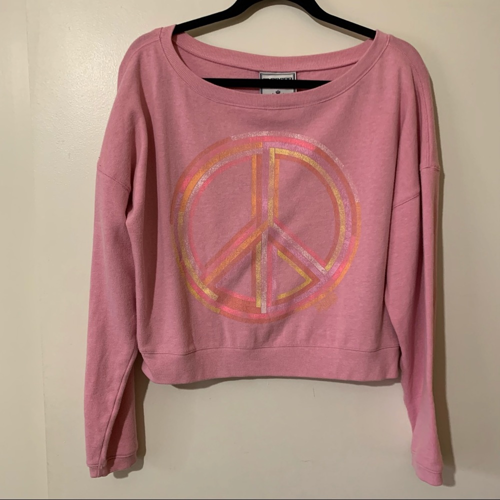 Vtg Pink Victoria’s Secret Crop Peace Sweatshirt